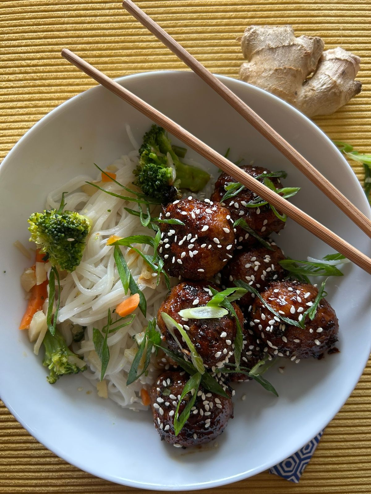 Asian Meatballs with Noodles