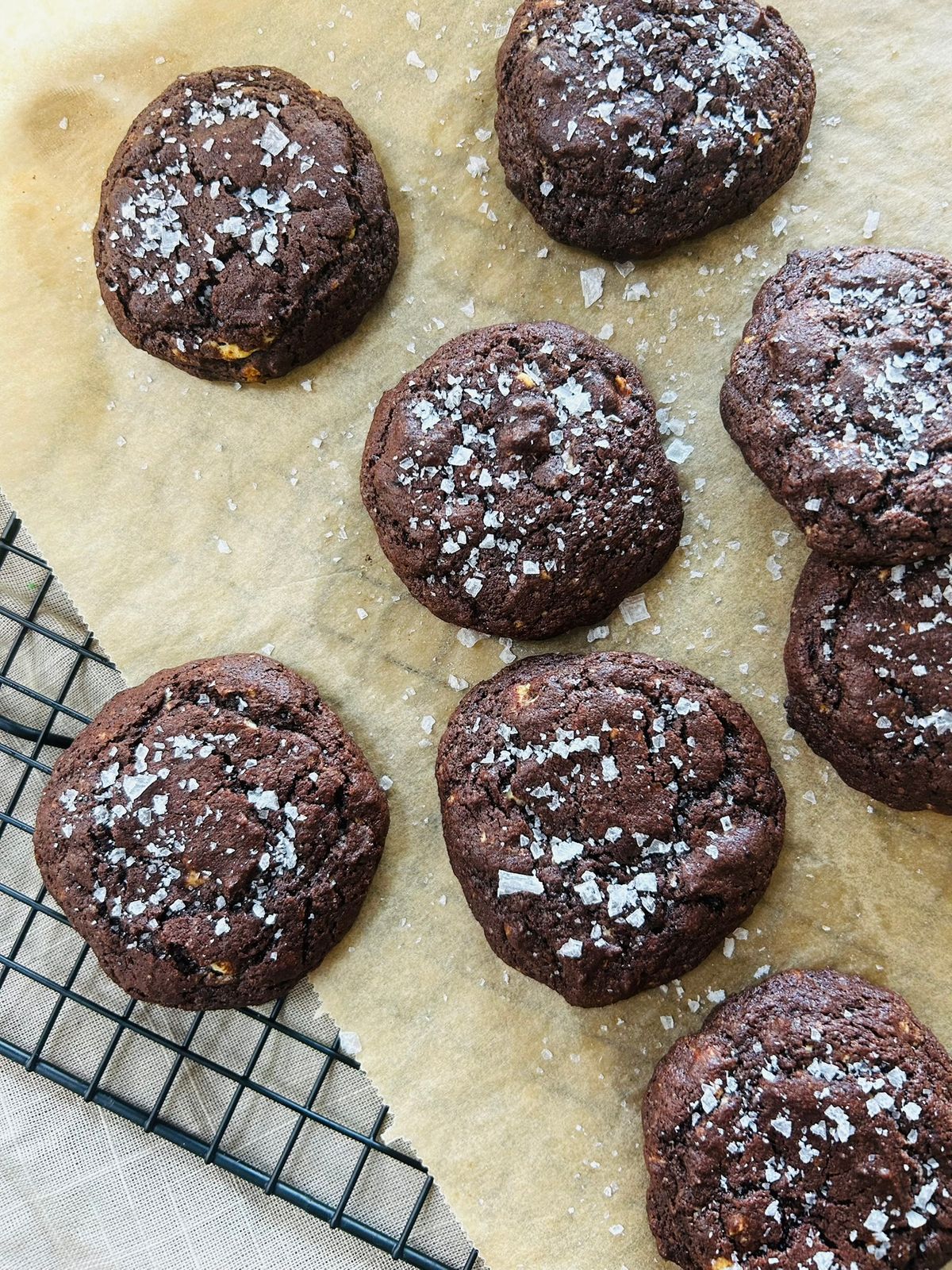 Dark Chocolate Cookies with Sea Salt Flakes