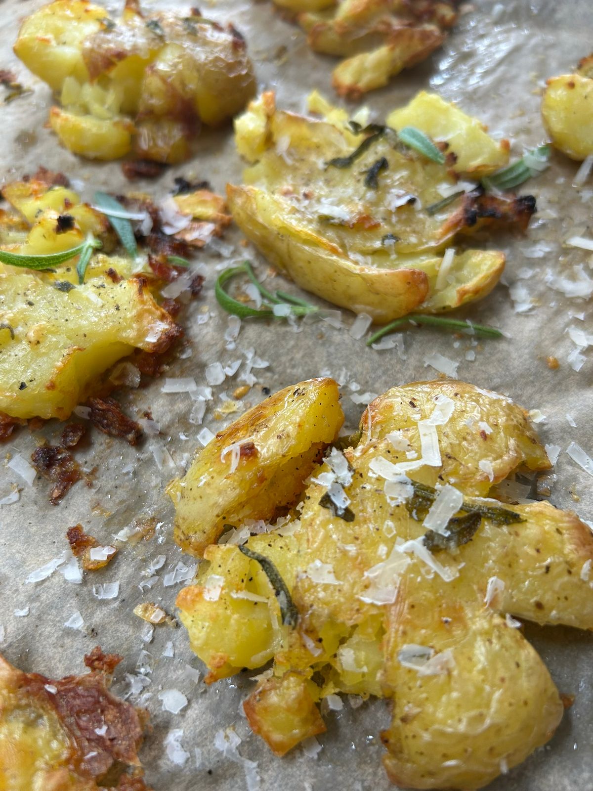 Smashed Potatoes with Parmesan