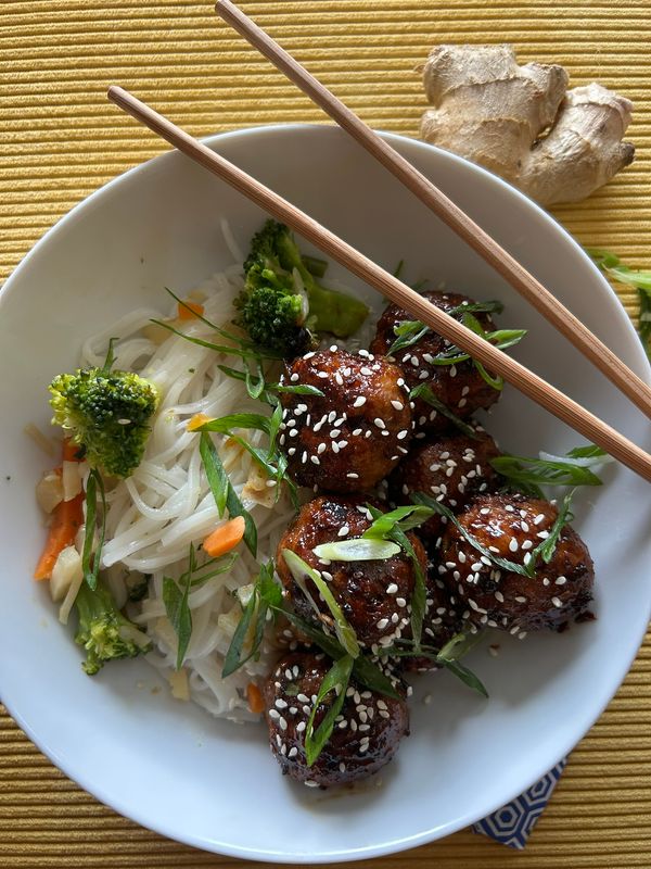 Asian Meatballs with Noodles