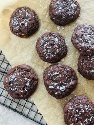 Dark Chocolate Cookies with Sea Salt Flakes